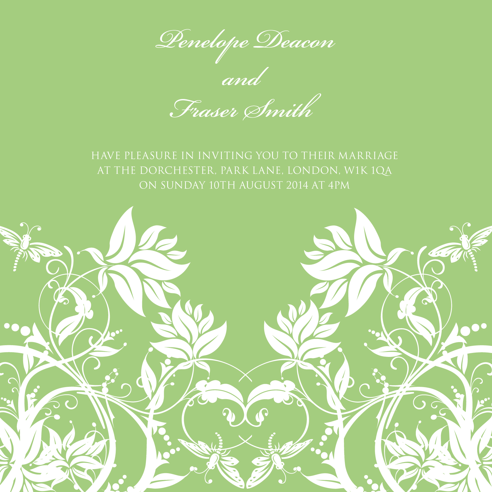 design apple green wedding invitation